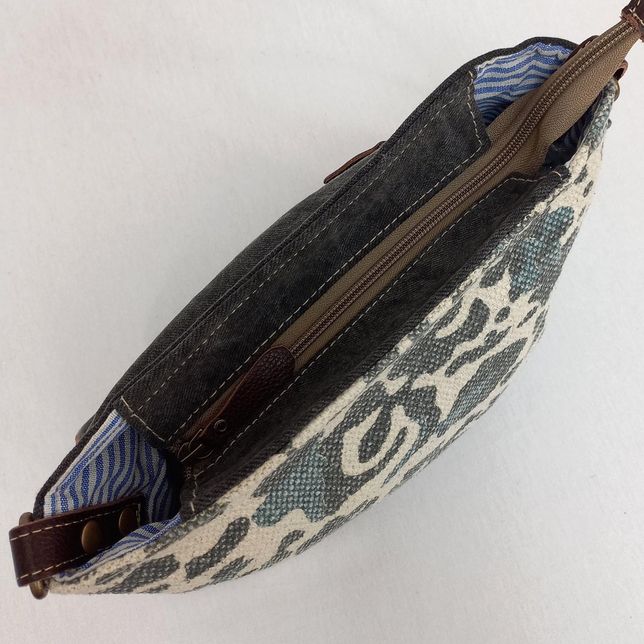 Monica Leather/Canvas Crossbody Bag Peppers Trading Co