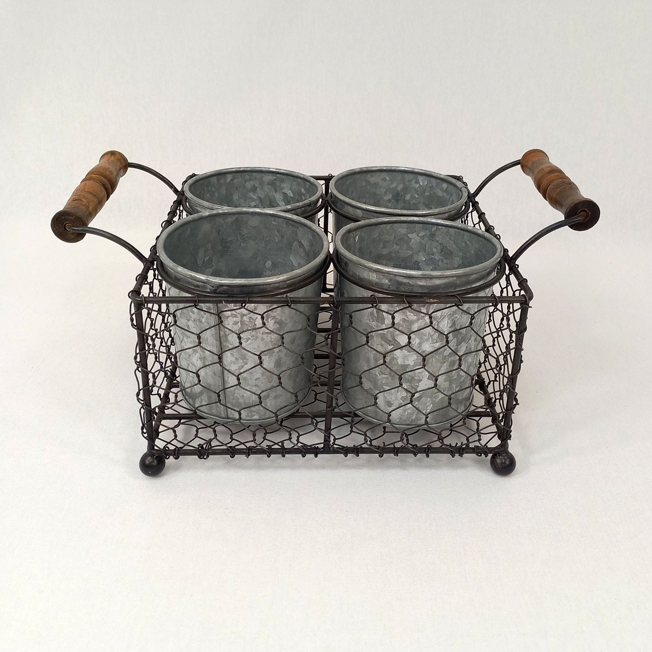 Wire Basket w/Handles 4 pots Peppers Trading Co