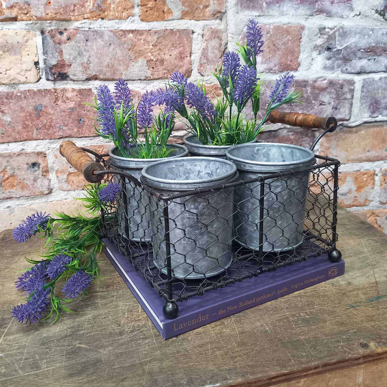 Wire Basket w/Handles 4 pots Peppers Trading Co