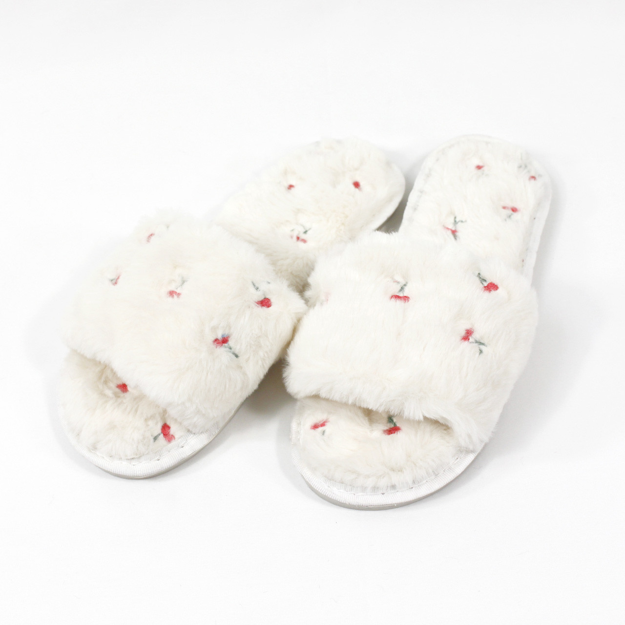 Cherry Plush Slippers - Blush - Peppers Trading Co