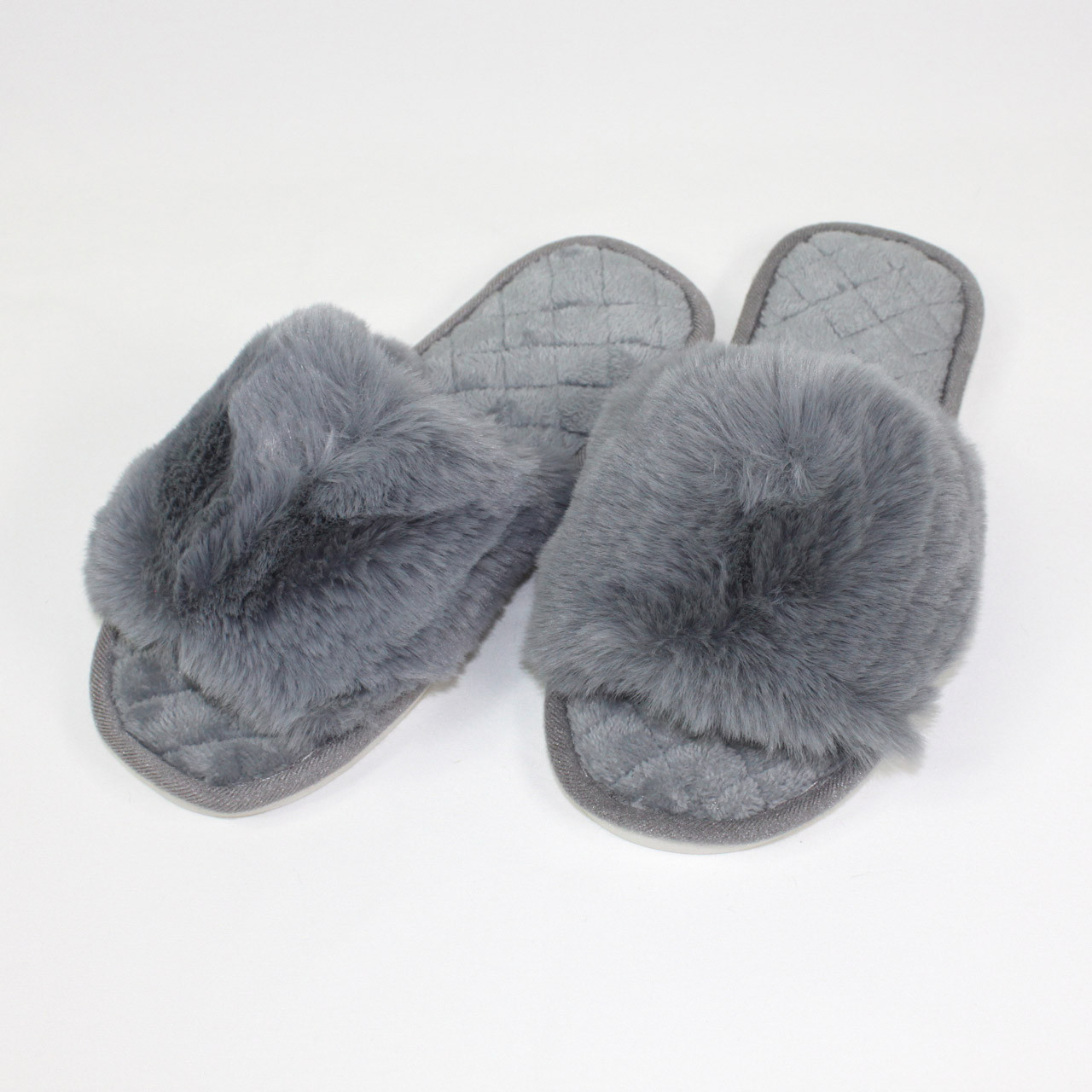 Grey Ribbed Slider Slippers main image 1