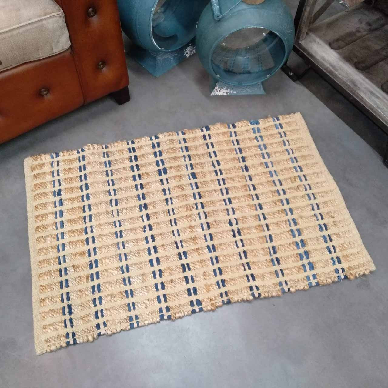 Woven Floor Mat Navy Peppers Trading Co
