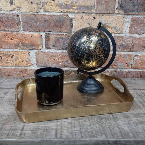 Rect. Handle Tray Gold Sm