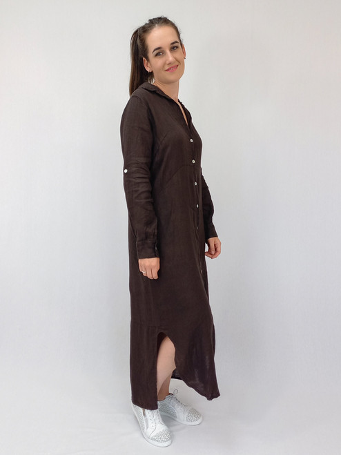 Perla Maxi Shirt Dress - Chocolate