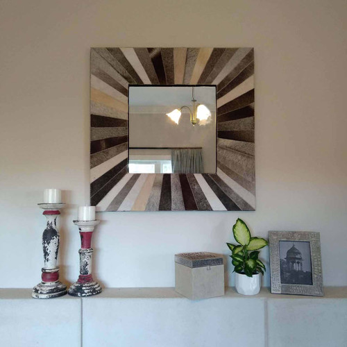 Hide Patchwork Wall Mirror