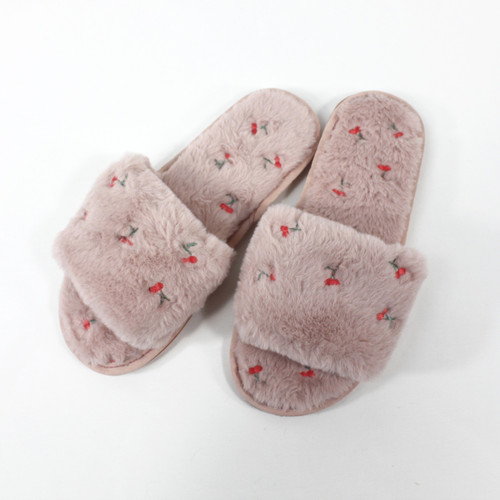 Cherry Plush Slippers - Blush - Peppers Trading Co