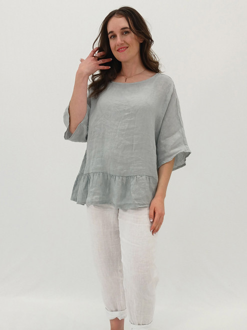 Silvana Ruffle Hem Blouse - Perla