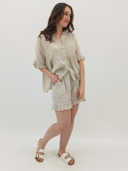 Alessia Ruffle Shorts - Natural