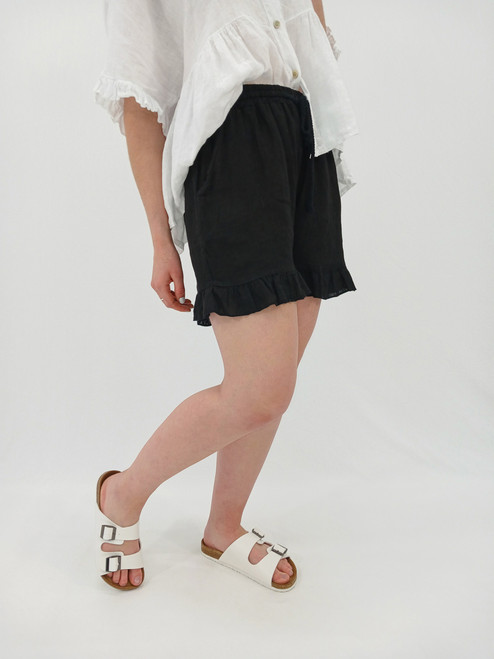 Alessia Ruffle Shorts - Black