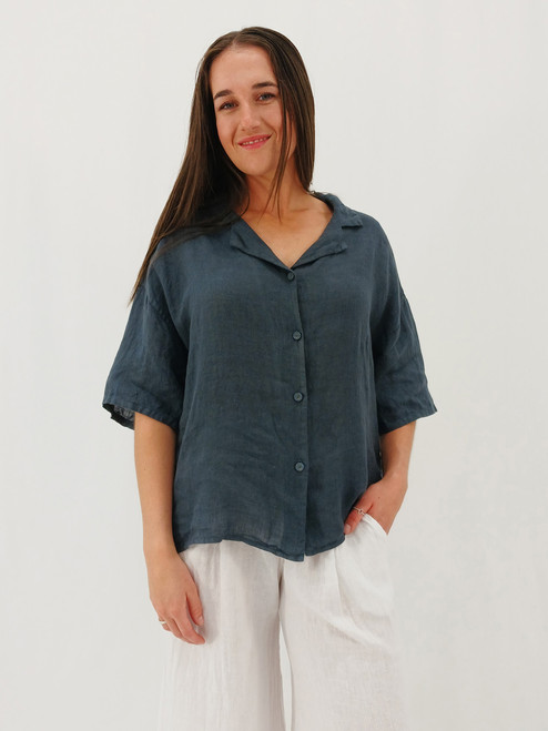 Tessa Boxy Short Sleeve - Dark Slate
