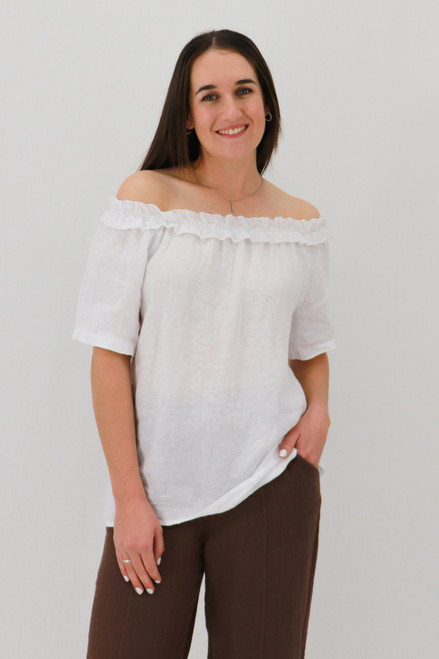 Italia Sweet Ruffle Blouse - White