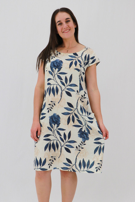 Shadow Blossom Midi Dress - Navy