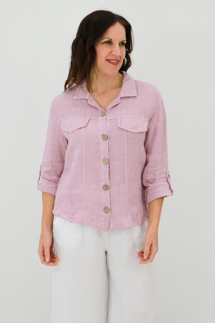 Roma Linen Shirt Jacket - Orchid