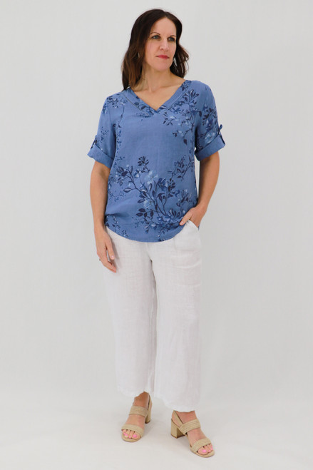 Nina Rolled Sleeve Petite Posy - Bluebell