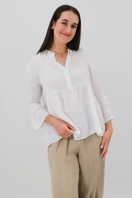 Tatiana Ruffle Sleeve Blouse - White