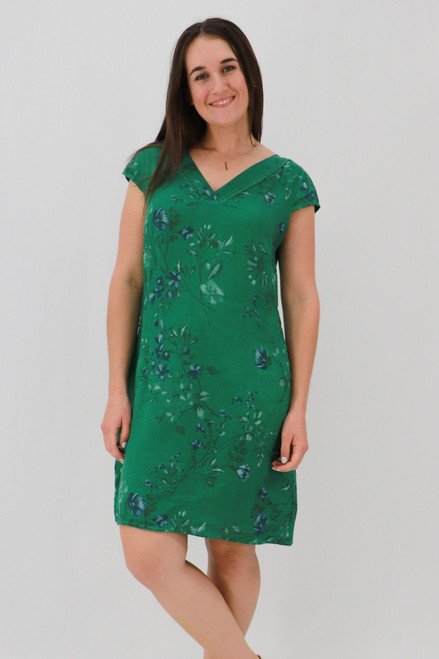 V-Neck Midi Dress - Petite Posy - Emerald