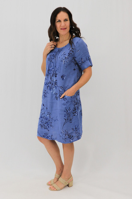 Rolled Sleeve Midi - Petite Posy - Bluebell