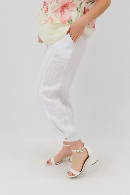 Piera Tapered Button Pants - White