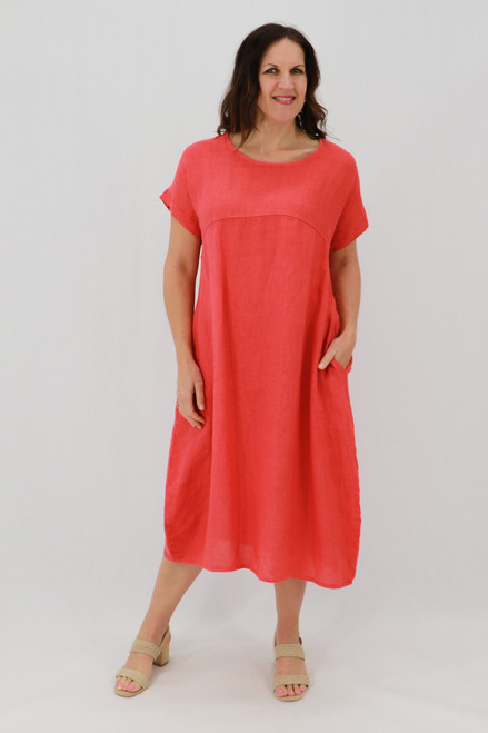 Adelaide Linen Dress - Hibiscus