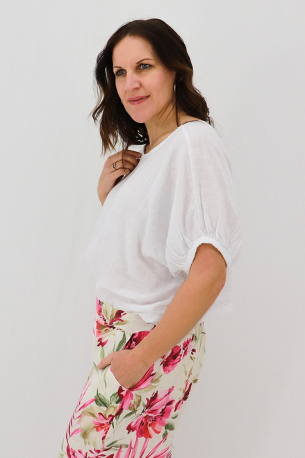 Larissa Easy Linen Tee - White Larissa Easy Linen Tee - White