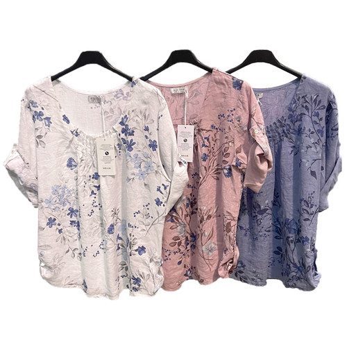 Rolled Sleeve Top - Petite Posy