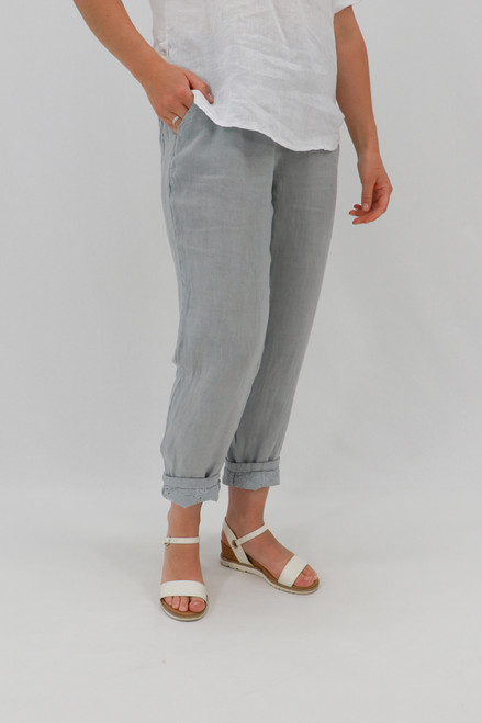 Roberta Eyelet Casual Trouser - Perla
