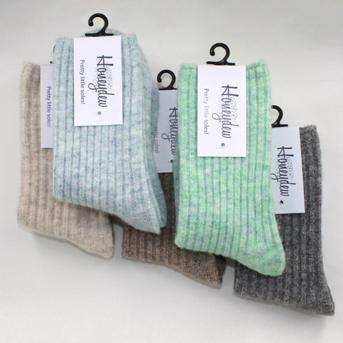 Honeydew Ribbed Wool Snuggle Socks