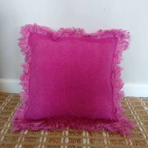 Fringed Cushion - Berry Sq