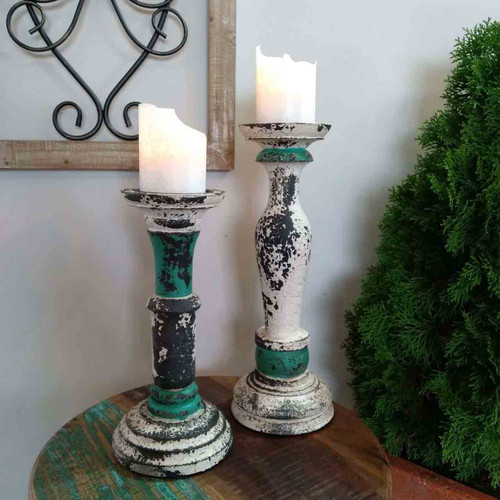 Candle Stand Timber - Green Small