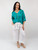 Petra Button V-Neck - Wild Rose - Teal