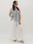 Lolita Gathered Blouse - Stripe - Denim