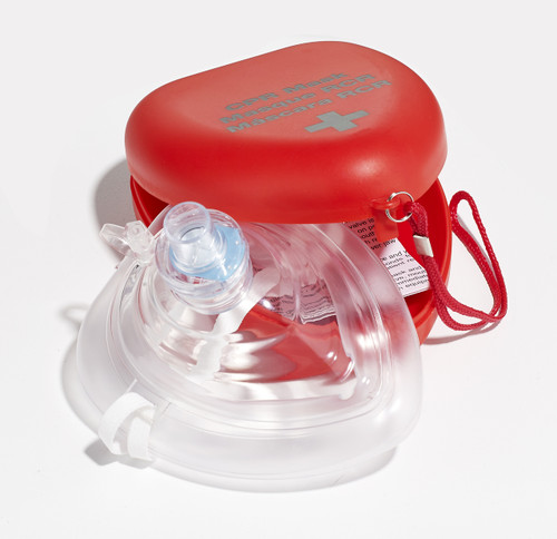 Dynamic First Aid C.P.R. Mask One Way Valve, Oxygen Inlet in Plastic Container FACPRM   Safety Supply Canada