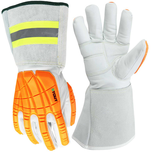 Platinum Glove -  Goatskin Grain Leather, EVA Gel Pads, Impact, Gauntlet w/ Hi-V PNT-0814   Safety Supply Canada