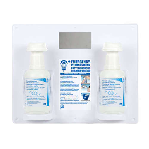 Dual Eyewash Station w/ Sterile Eye Cup and (2) 500ml Eyewash Solutions F4602701   Safety Supply Canada