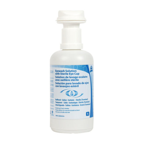 Eyewash Solution w/ Sterile Eye Cup (1L) F4601169   Safety Supply Canada