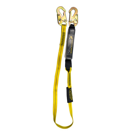 6' External Energy Absorbing Lanyard, Single Leg, Yellow with Steel Snap Hook 46100   Safety Supply Canada