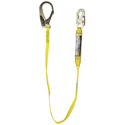 6' External Energy Absorbing Lanyard, Single Leg, Yellow with Steel Snap 2.5" Re 46102   Safety Supply Canada