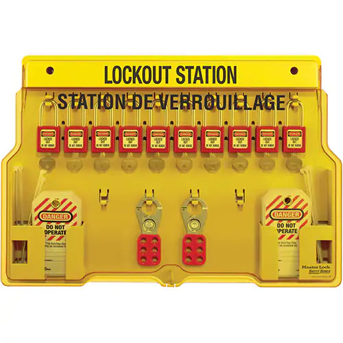 Lockout Stations, 10 Padlock Capacity W/ Padlocks | Master Lock 1483BP410FRC   Safety Supply Canada