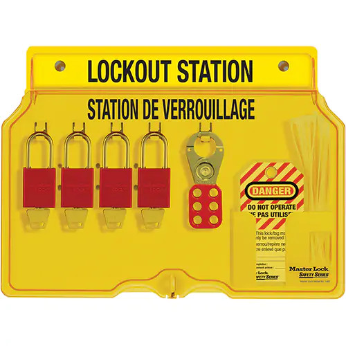 Lockout Station, Aluminum Padlocks, 4-Padlock Capacity | Master Lock 1482BP1106FRC   Safety Supply Canada