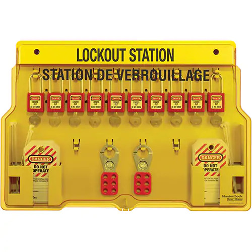 Lockout Station, Aluminum Padlocks, 10-Padlock Capacity | Master Lock 1483BP1106FRC   Safety Supply Canada