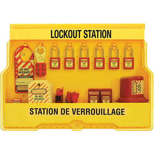 Electrical Focus Lockout Stations W/ Thermoplastic Padlocks, 16 Padlock Capacity S1850E410FRC   Safety Supply Canada