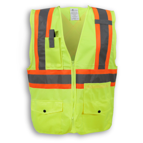 Lime Green 100% Polyester Safety Vest BK207LM   Safety Supply Canada