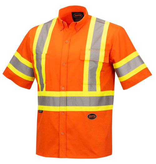 Hi-Viz Short Sleeved Cotton Safety Shirt - Hi-Viz Orange