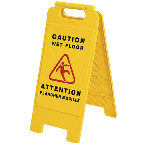 Bilingual Janitorial Floor Sign - Caution Wet Floor/Attention Plancher Mouillé 301-O/S   Safety Supply Canada