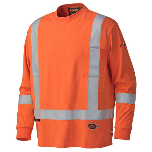 FR Hi-Vis Cotton Long-Sleeve Shirt CSA, Class 1 Pioneer 339SFA Orange
