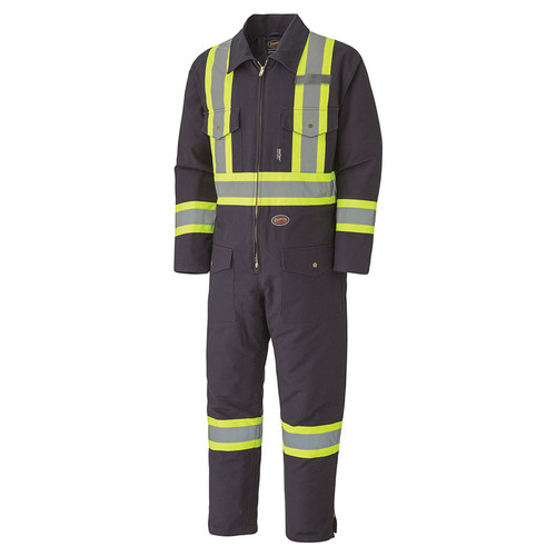 Hi-Vis Quilted Duck Safety Coverall - CSA, Class 1 - Pioneer - 5539A NAVY