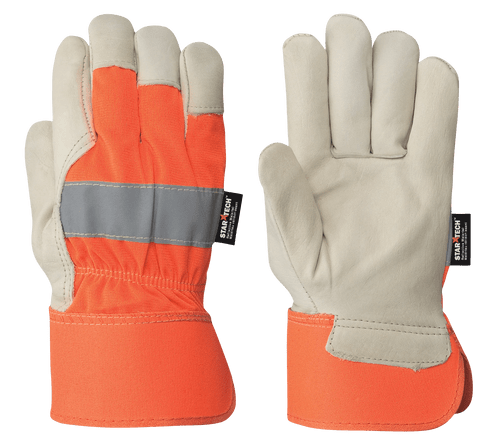 Hi-Vis Fitter's Cowgrain Safety Glove | Case of 120 | Pioneer