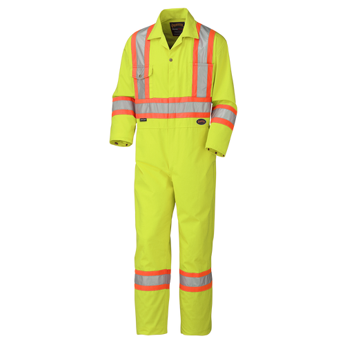Hi-Viz Safety Poly/Cotton Coveralls | CSA Z96-15 Class 3 Level 2 | Pioneer 5512/5512T   Safety Supply Canada