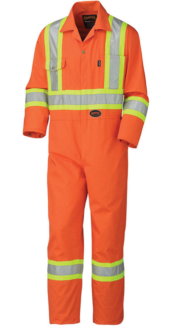 Hi-Vis Cotton Safety Coverall (Reg/TALL) - CSA, Class 1 & 3 - Pioneer 5514 Orange