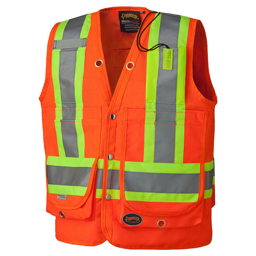 Hi-Vis 600D Oxford Poly Surveyor Safety Vest  | Pioneer 6697/6696   Safety Supply Canada